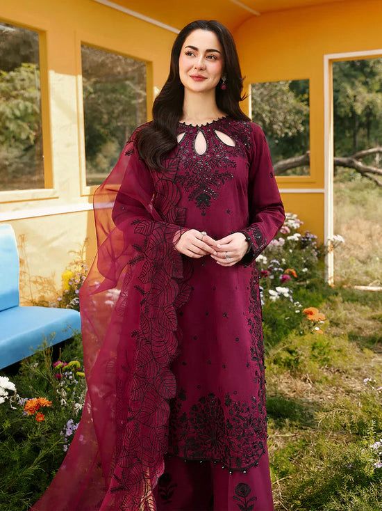 3PC LAWN SEQUIN EMBROIDERED SHIRT WITH KHADDI NET EMB DUPATTA AND EMB TROUSER-BIC-4805