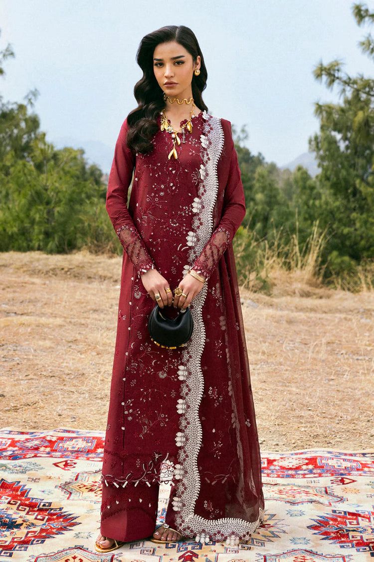 3PC LAWN EMBROIDERED SHIRT WITH KHAADI NET EMBROIDERED DUPATTA AND EMB TROUSER-BIC-4695