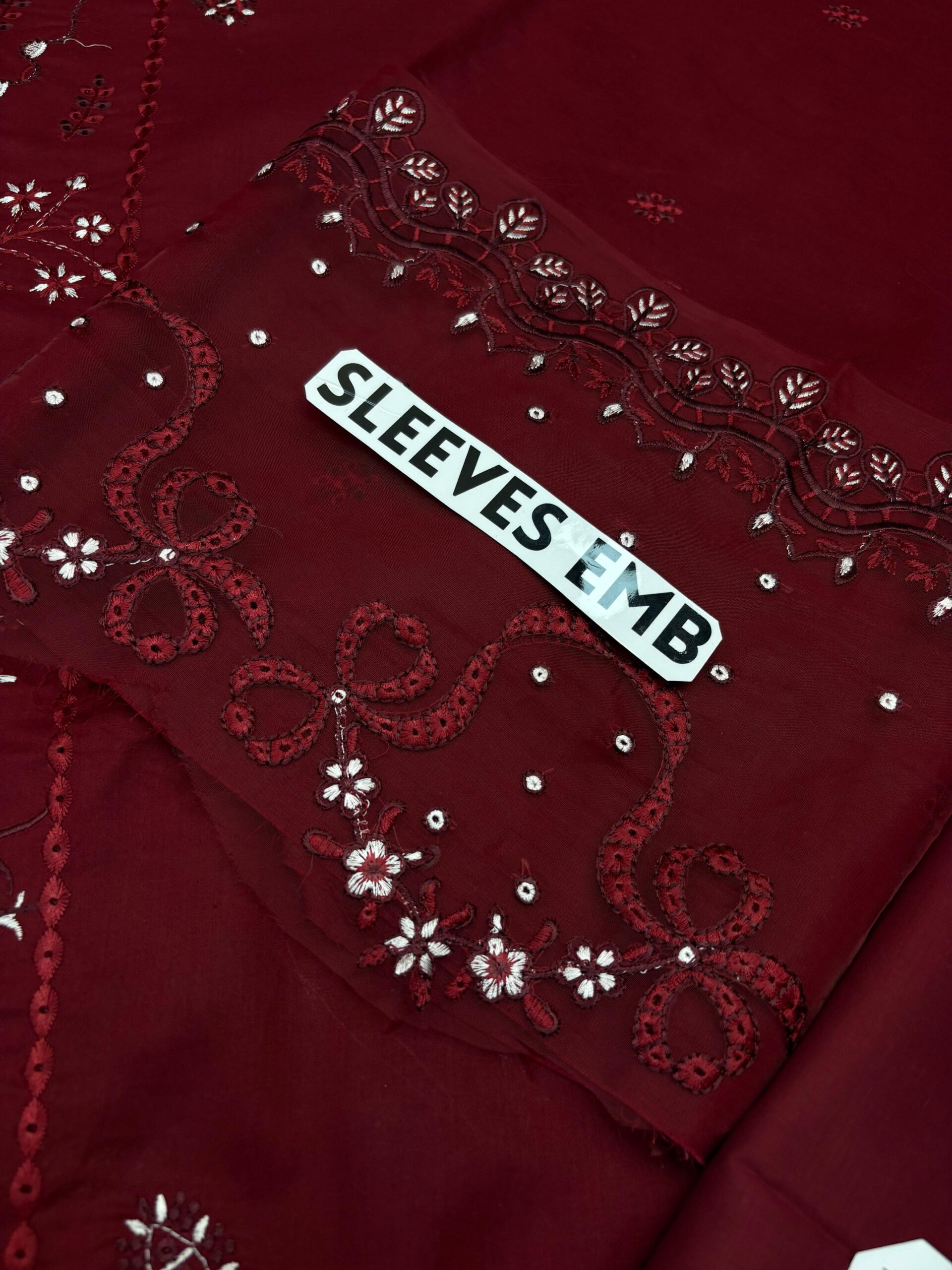 3PC LAWN EMBROIDERED SHIRT WITH KHAADI NET EMBROIDERED DUPATTA AND EMB TROUSER-BIC-4695 - Image 6
