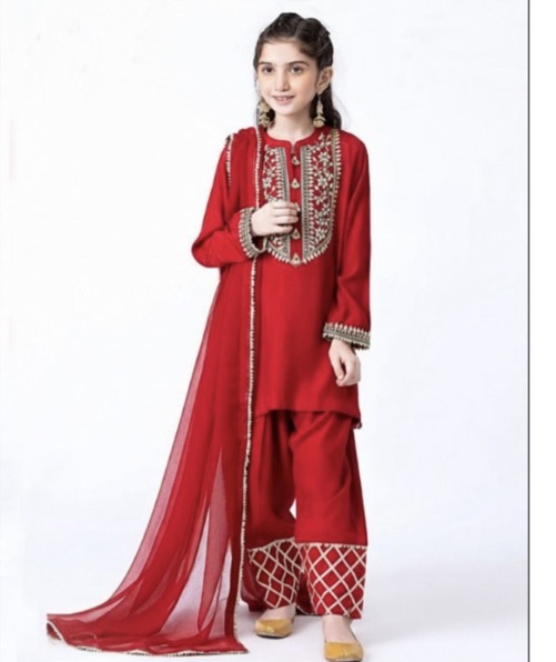 Kids girls 2 piece Suit Bright Red